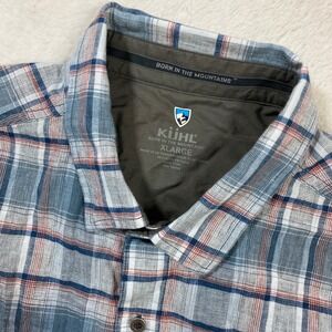Kuhl Skorpio XL Mens Short Sleeve Linen Blend Plaid Hiking Outdoor Casual 7218